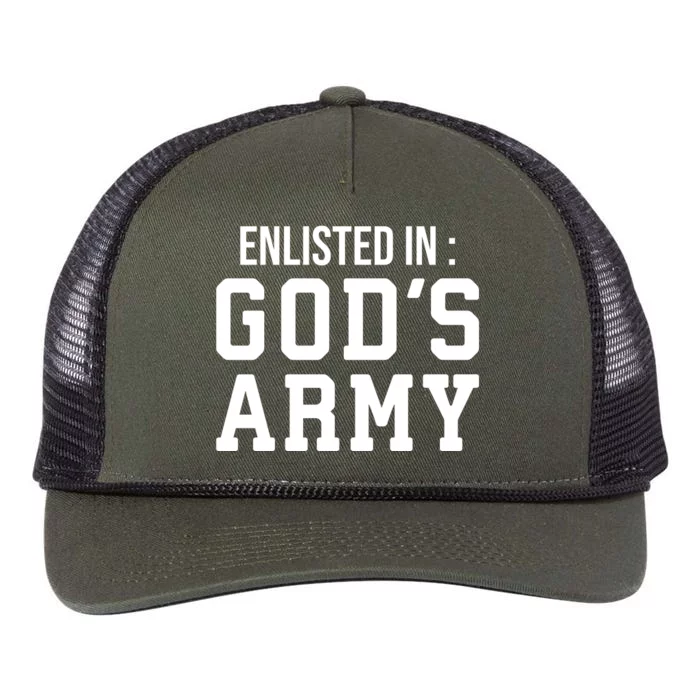 Enlisted In Gods Army Retro Rope Trucker Hat Cap