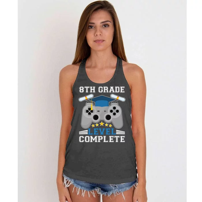 Eight 8th Grade Level Complete Gamer Graduation Women's Knotted Racerback Tank