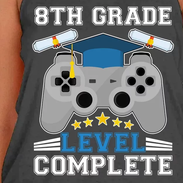 Eight 8th Grade Level Complete Gamer Graduation Women's Knotted Racerback Tank