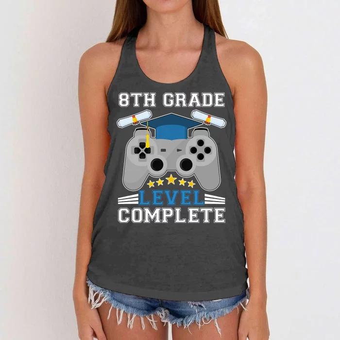 Eight 8th Grade Level Complete Gamer Graduation Women's Knotted Racerback Tank