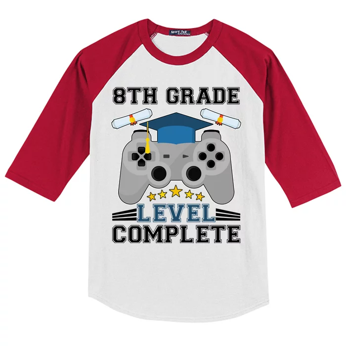 Eight 8th Grade Level Complete Gamer Graduation Kids Colorblock Raglan Jersey