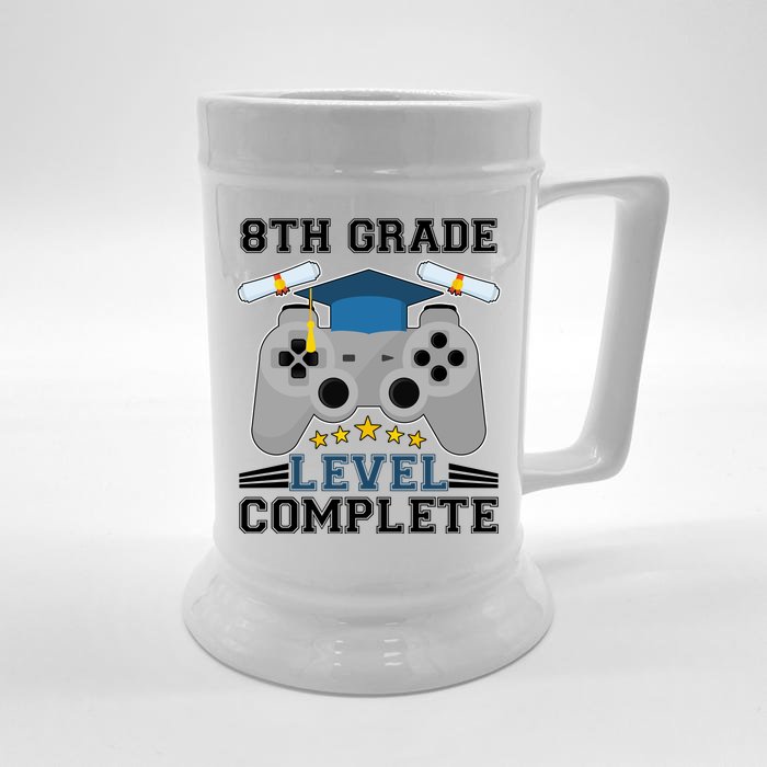 Eight 8th Grade Level Complete Gamer Graduation Front & Back Beer Stein