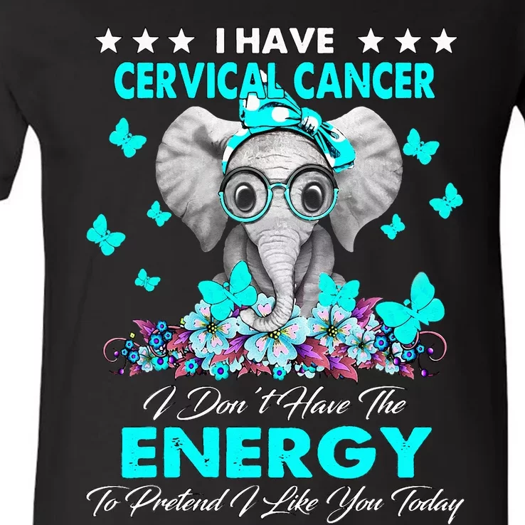 Elephant I Have Cervical Cancer Awareness Gifts V-Neck T-Shirt