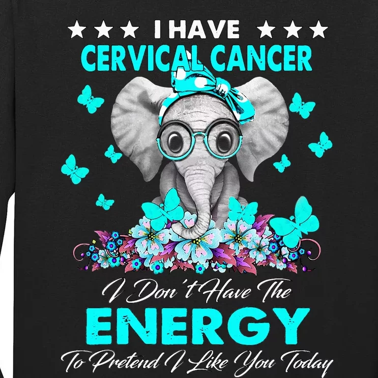 Elephant I Have Cervical Cancer Awareness Gifts Tall Long Sleeve T-Shirt