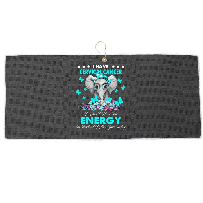 Elephant I Have Cervical Cancer Awareness Gifts Large Microfiber Waffle Golf Towel