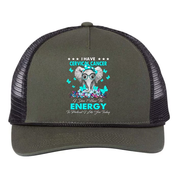 Elephant I Have Cervical Cancer Awareness Gifts Retro Rope Trucker Hat Cap