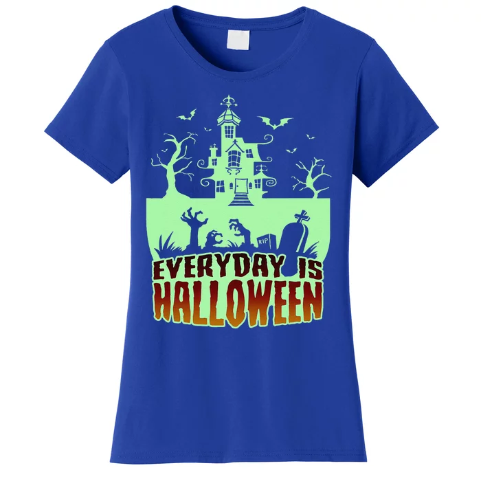 EVERYDAY IS HALLOWEEN Creepy Scary Castle House & Bats Women's T-Shirt