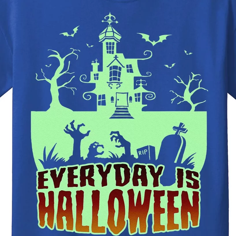 EVERYDAY IS HALLOWEEN Creepy Scary Castle House & Bats Kids T-Shirt