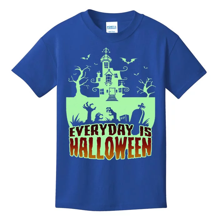 EVERYDAY IS HALLOWEEN Creepy Scary Castle House & Bats Kids T-Shirt