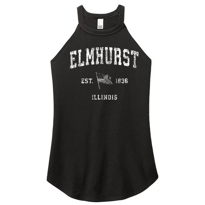 Elmhurst Illinois Il Vintage Us Flag Sports Women’s Perfect Tri Rocker Tank