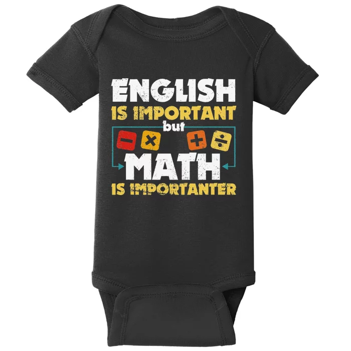 English Is Important But Math Is Importanter Funny Math Geek Baby Bodysuit