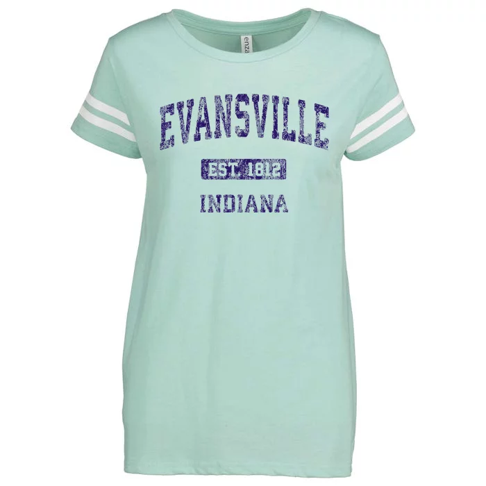 Evansville Indiana In Vintage Athletic Sports Design Enza Ladies Jersey Football T-Shirt