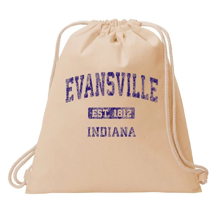 Evansville Indiana In Vintage Athletic Sports Design Drawstring Bag