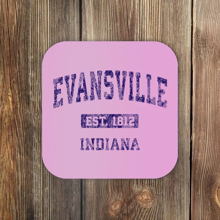 Evansville Indiana In Vintage Athletic Sports Design Coaster