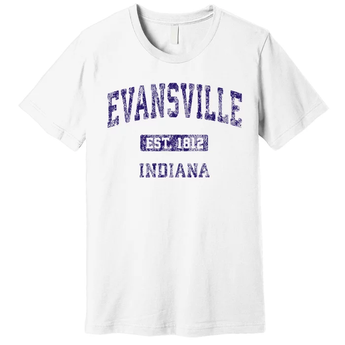 Evansville Indiana In Vintage Athletic Sports Design Premium T-Shirt