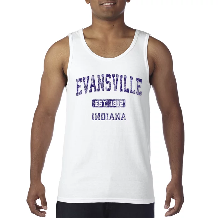 Evansville Indiana In Vintage Athletic Sports Design Tank Top