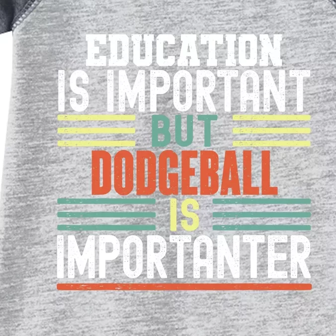 Education is Important but Dodgeball is Importanter Funny Infant Baby Jersey Bodysuit