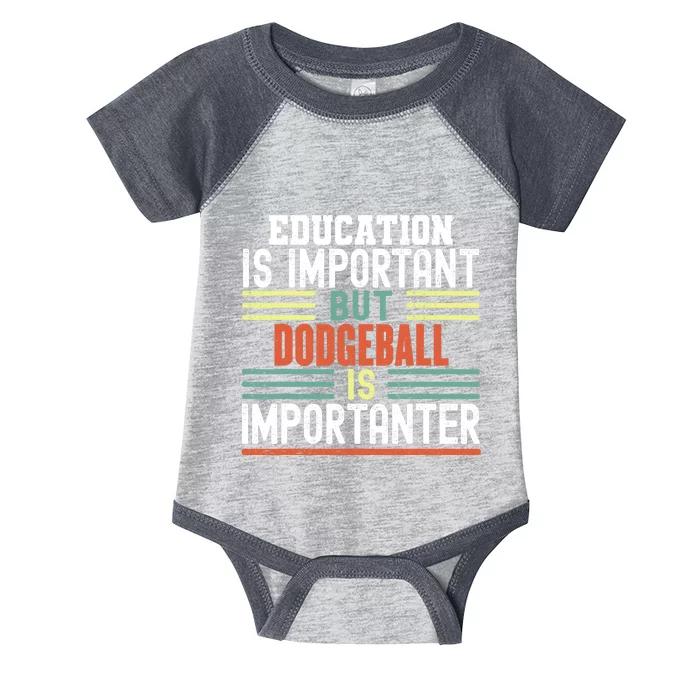 Education is Important but Dodgeball is Importanter Funny Infant Baby Jersey Bodysuit