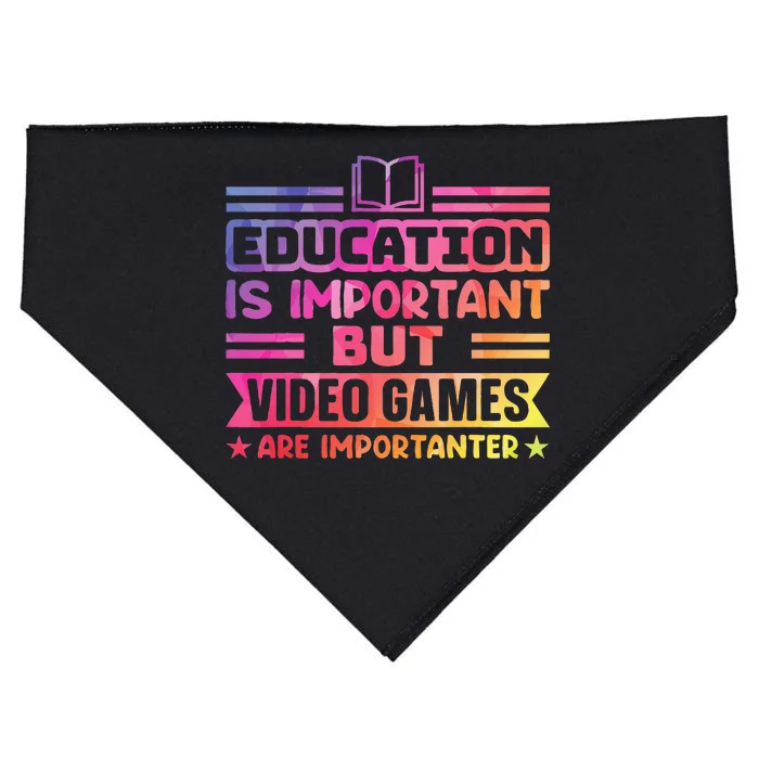 Education Is Important But Video Games Is Importanter USA-Made Doggie Bandana