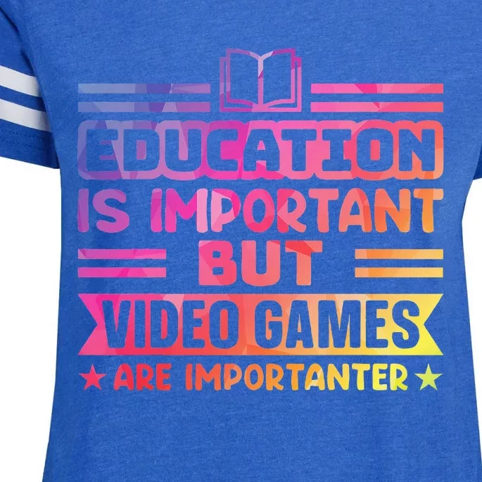 Education Is Important But Video Games Is Importanter Enza Ladies Jersey Football T-Shirt