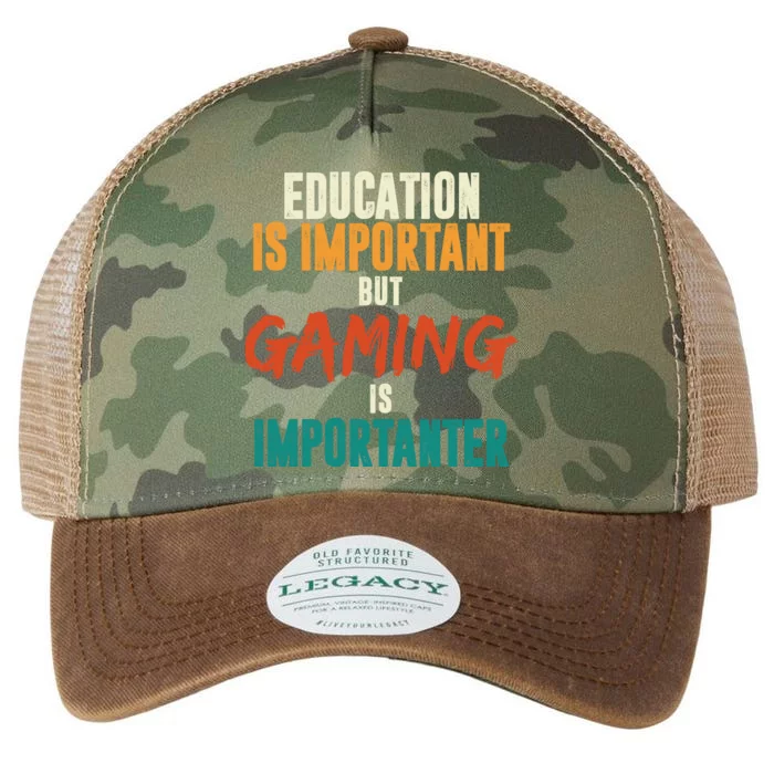 Education Is Important But Gaming Is Importanter Funny Legacy Tie Dye Trucker Hat