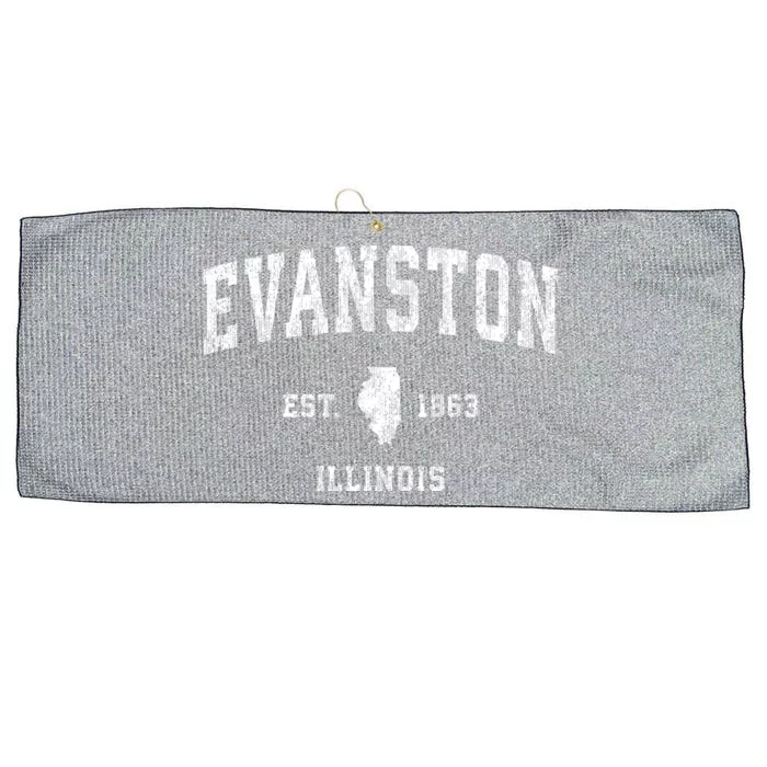 Evanston Illinois Il Vintage Established Athletic Sports Design Large Microfiber Waffle Golf Towel