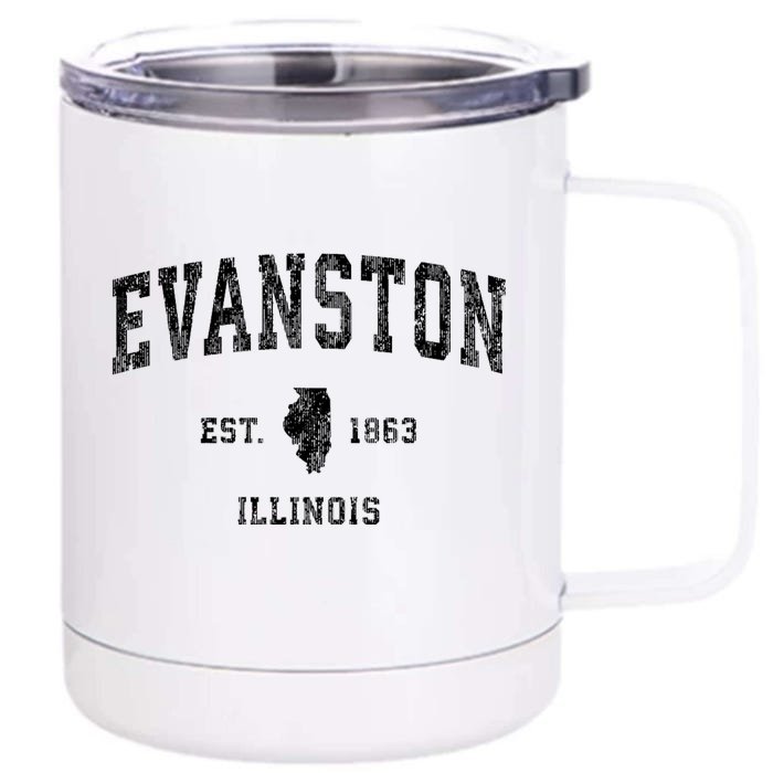 Evanston Illinois Il Vintage Established Athletic Sports Design Front & Back 12oz Stainless Steel Tumbler Cup