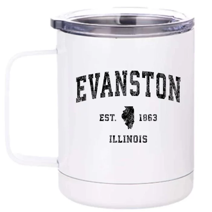 Evanston Illinois Il Vintage Established Athletic Sports Design Front & Back 12oz Stainless Steel Tumbler Cup