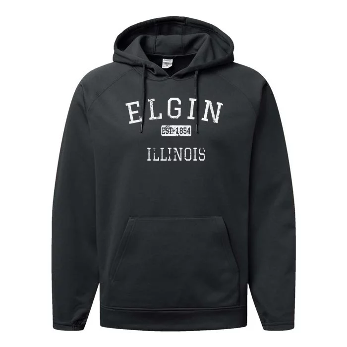 Elgin Illinois IL Vintage Performance Fleece Hoodie