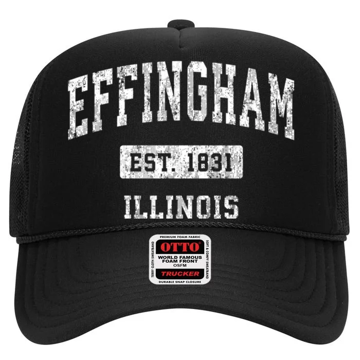 Effingham Illinois Il Vintage Sports High Crown Mesh Trucker Hat