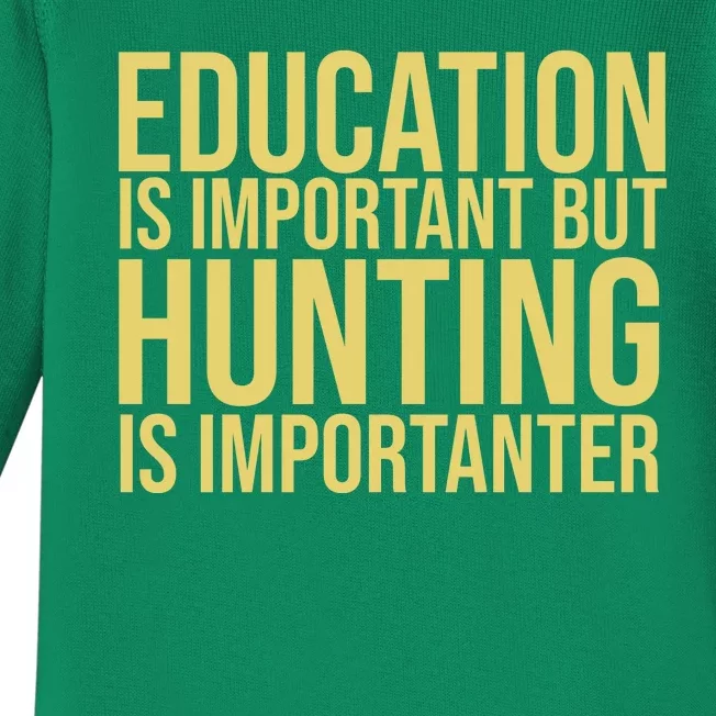 Education Is Important But Hunting Is Importanter Baby Long Sleeve Bodysuit