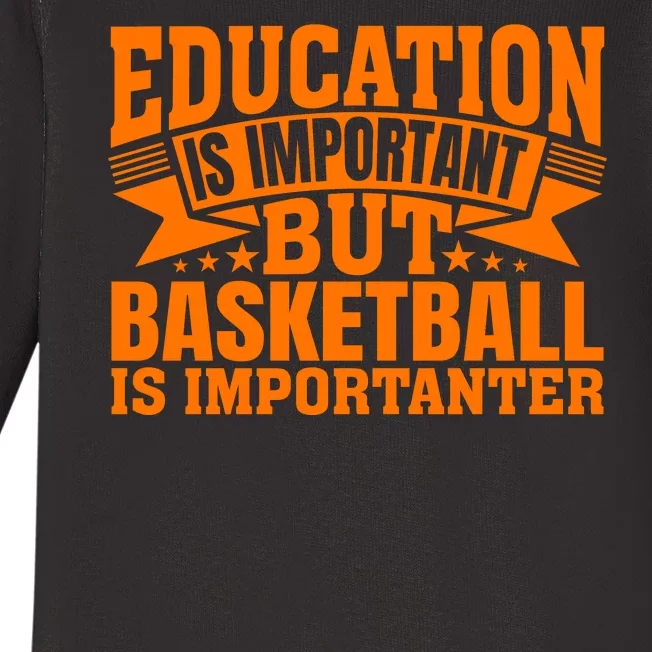 Education Is Important But Basketball Is Importanter Baby Long Sleeve Bodysuit