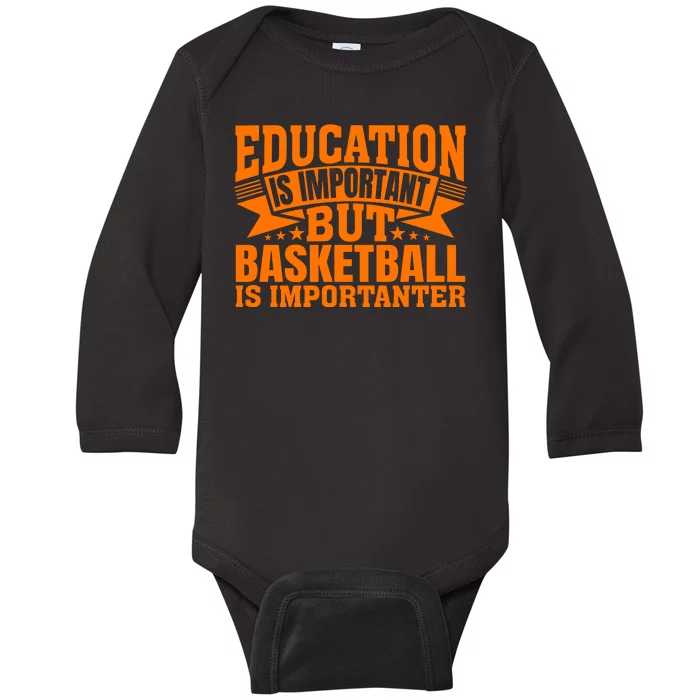 Education Is Important But Basketball Is Importanter Baby Long Sleeve Bodysuit