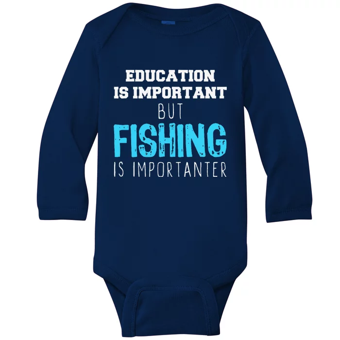 Education Is Important But Fishing Is Importanter Christmas Baby Long Sleeve Bodysuit