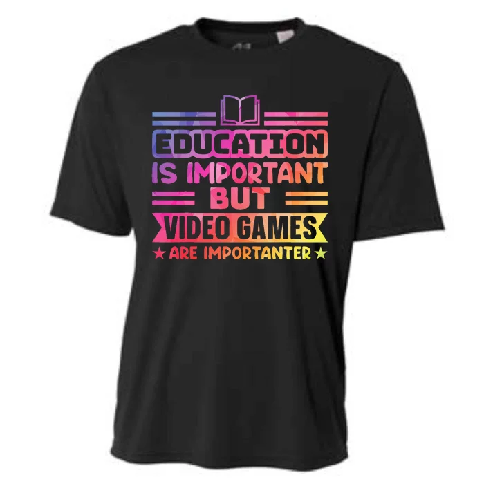 Education Is Important But Video Games Is Importanter Funny Cooling Performance Crew T-Shirt