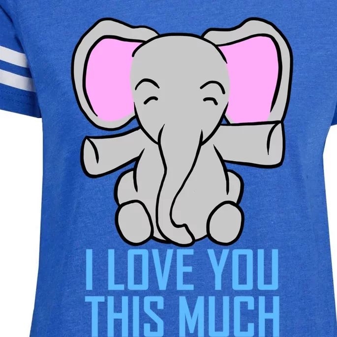 Elephant I Love You This Much Valentine's Day Cute Animal Gift Enza Ladies Jersey Football T-Shirt