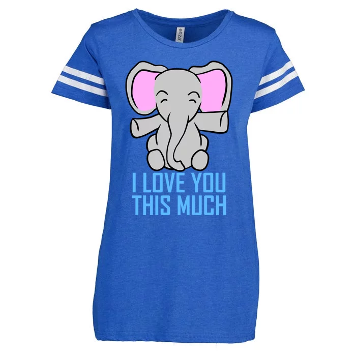 Elephant I Love You This Much Valentine's Day Cute Animal Gift Enza Ladies Jersey Football T-Shirt