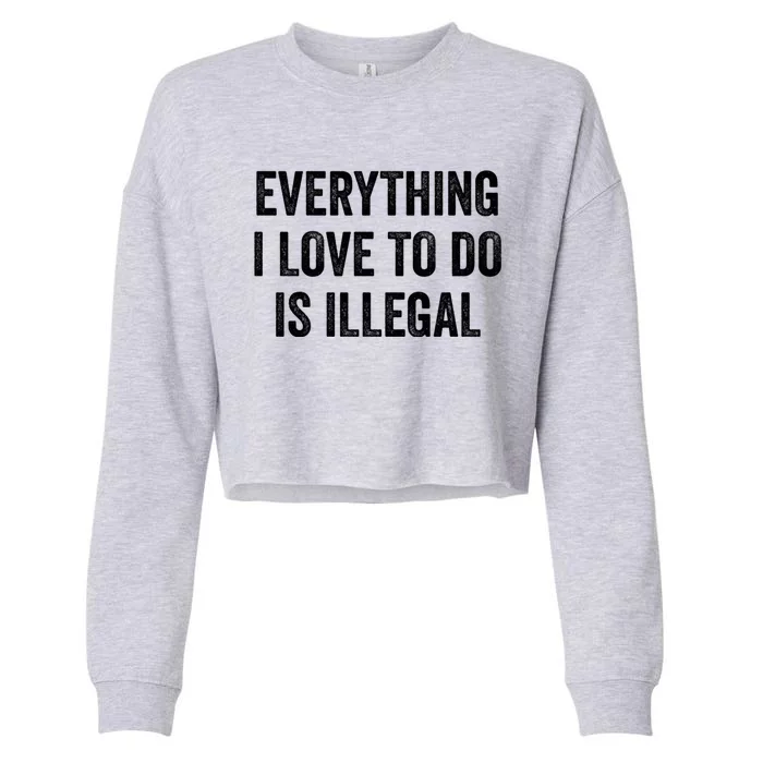 Everything I Love To Do Is Illegal Vintage Cropped Pullover Crew