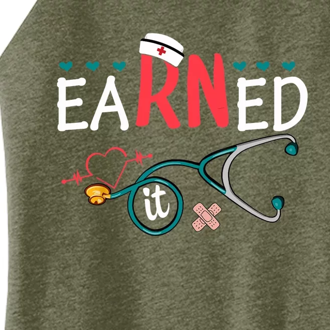 earned it nurse graduation nursing grad student rn lpn Women’s Perfect Tri Rocker Tank