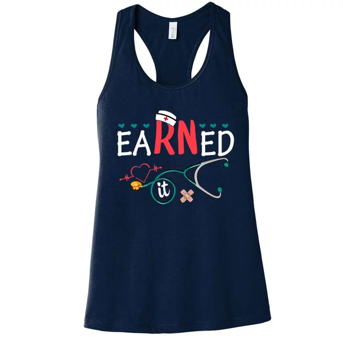 earned it nurse graduation nursing grad student rn lpn Women's Racerback Tank