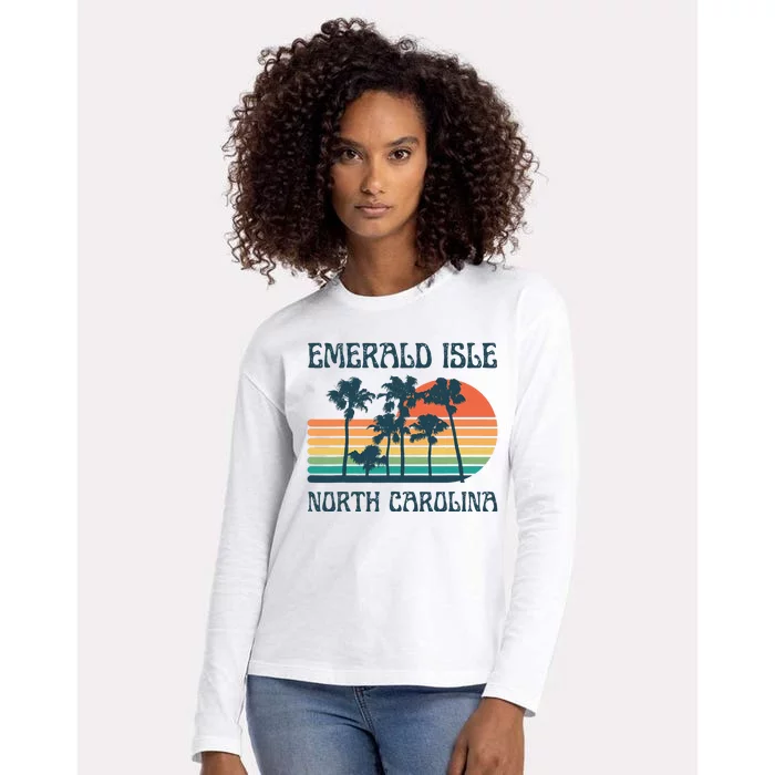 Emerald Isle North Carolina Beach Summer Vacation Vintage Womens Cotton Relaxed Long Sleeve T-Shirt