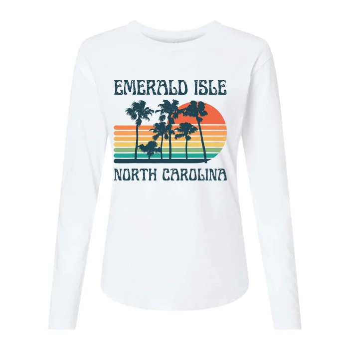 Emerald Isle North Carolina Beach Summer Vacation Vintage Womens Cotton Relaxed Long Sleeve T-Shirt