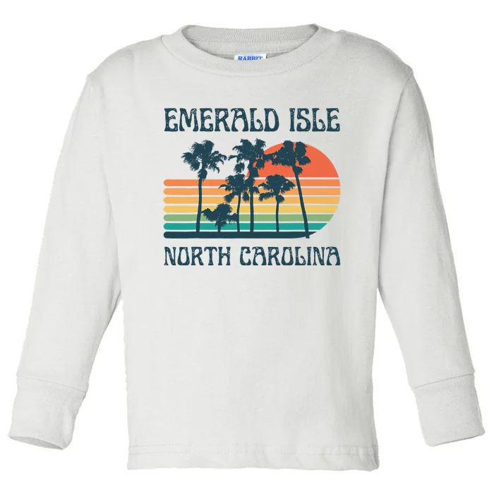 Emerald Isle North Carolina Beach Summer Vacation Vintage Toddler Long Sleeve Shirt