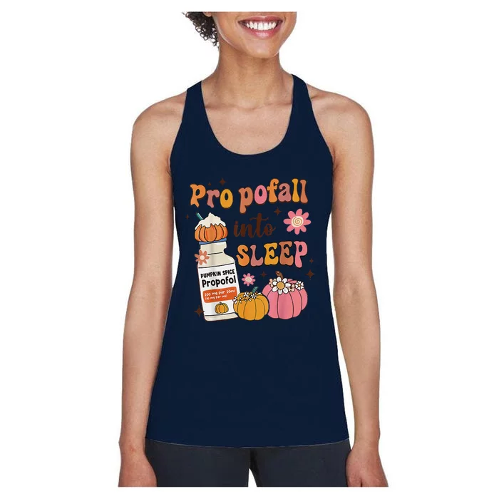 Er Icu Nurse Fall Halloween Propofall Into Sleep Pumpkin Women's Racerback Tank