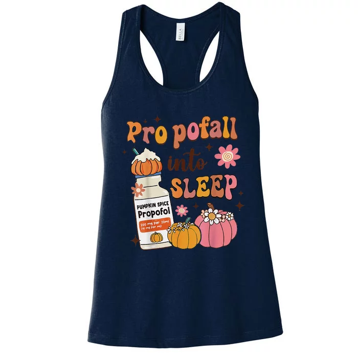 Er Icu Nurse Fall Halloween Propofall Into Sleep Pumpkin Women's Racerback Tank