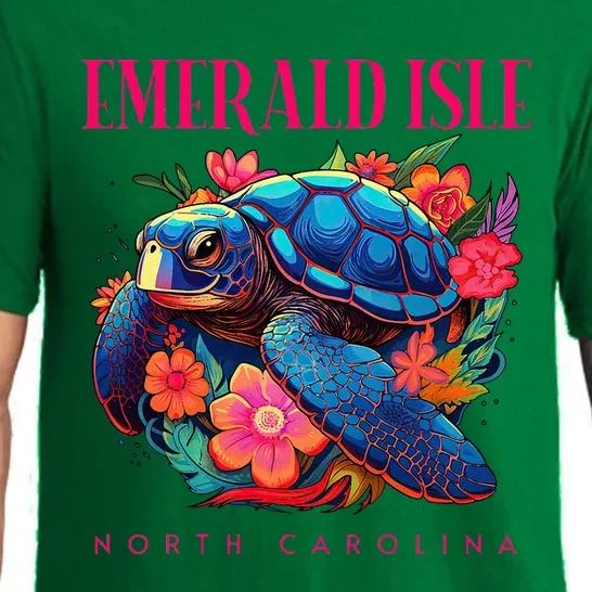 Emerald Isle North Carolina Floral Beach Turtle Souvenir Pajama Set