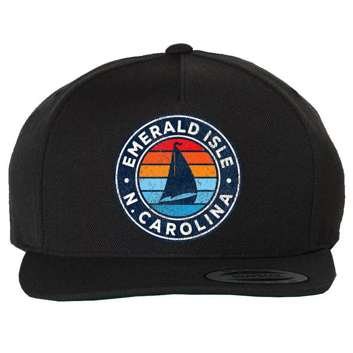 Emerald Isle North Carolina Nc Vintage Sailboat Retro 70s Wool Snapback Cap