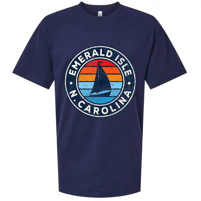 Emerald Isle North Carolina Nc Vintage Sailboat Retro 70s Sueded Cloud Jersey T-Shirt