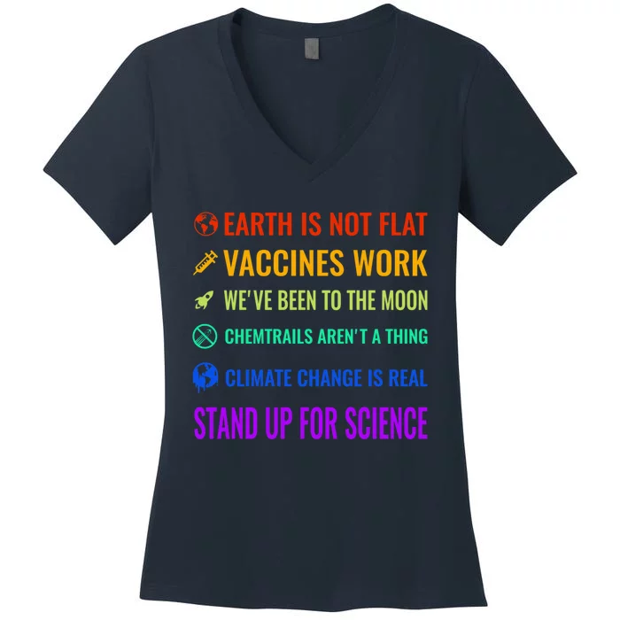 Earth Is Not Flat! Vaccines Work! WeVe Been To The Moon! Chemtrails ArenT A Th Women's V-Neck T-Shirt