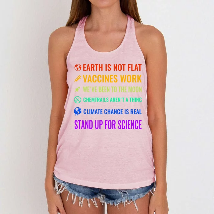 Earth Is Not Flat! Vaccines Work! WeVe Been To The Moon! Chemtrails ArenT A Th Women's Knotted Racerback Tank